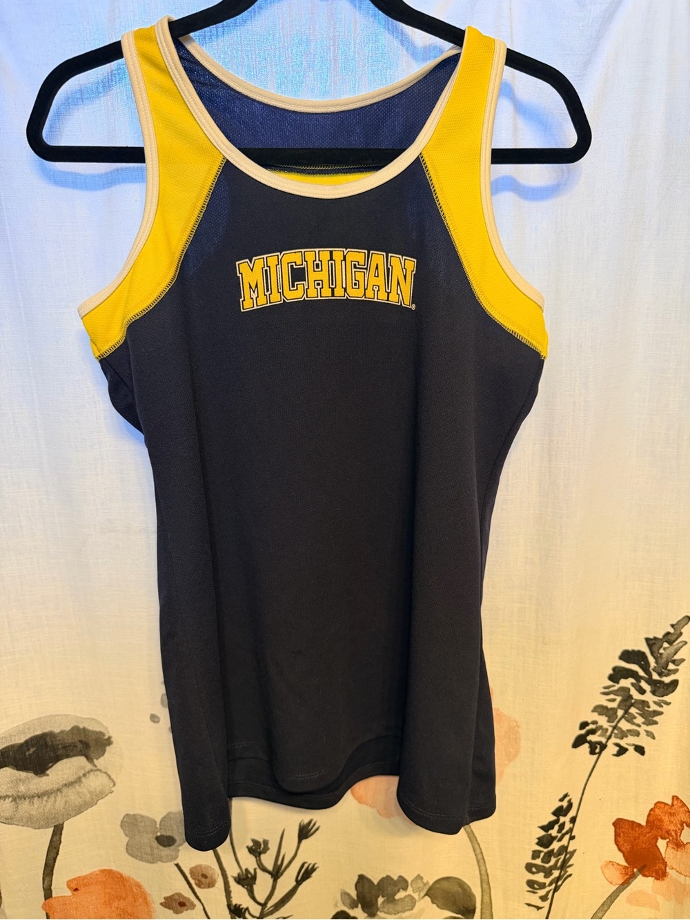 Pro Edge Michigan Colorblock Tank Top in Navy and Yellow - Picture 2 of 7